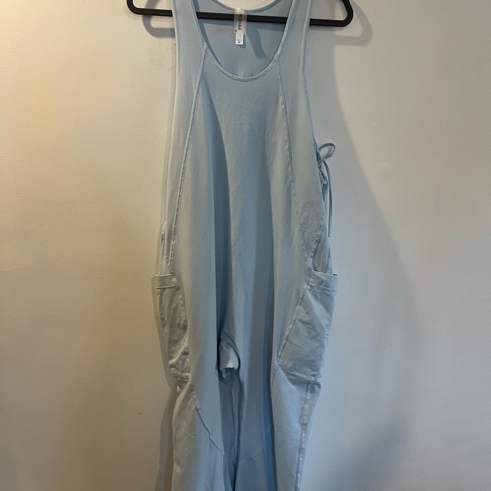 Altar'd State Light Blue Sleeveless Utility Romper with Side Pockets